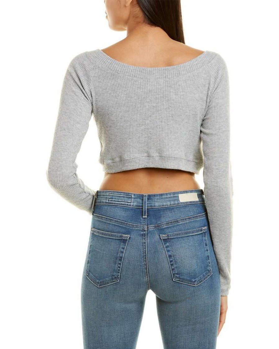 Clothing * | Lna Moon Brushed Rib Crop Cardigan Women Grey