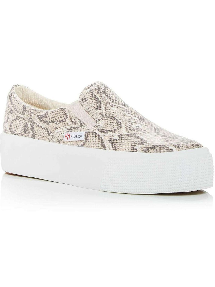 Shoes * | Superga 2306 Womens Snake Print Loafer Slip-On Sneakers Beige Snake