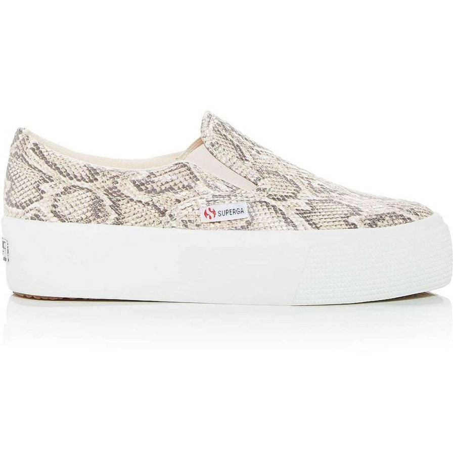 Shoes * | Superga 2306 Womens Snake Print Loafer Slip-On Sneakers Beige Snake