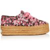 Shoes * | Superga Fantasy Flowers Rope Womens Canvas Platforms Casual And Fashion Sneakers Black/Fuchsia Flowers