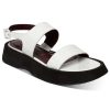 Shoes * | Staud Nicky Womens Open Toe Croc Embossed Strappy Sandals Fresh White Faux/Croc/Black