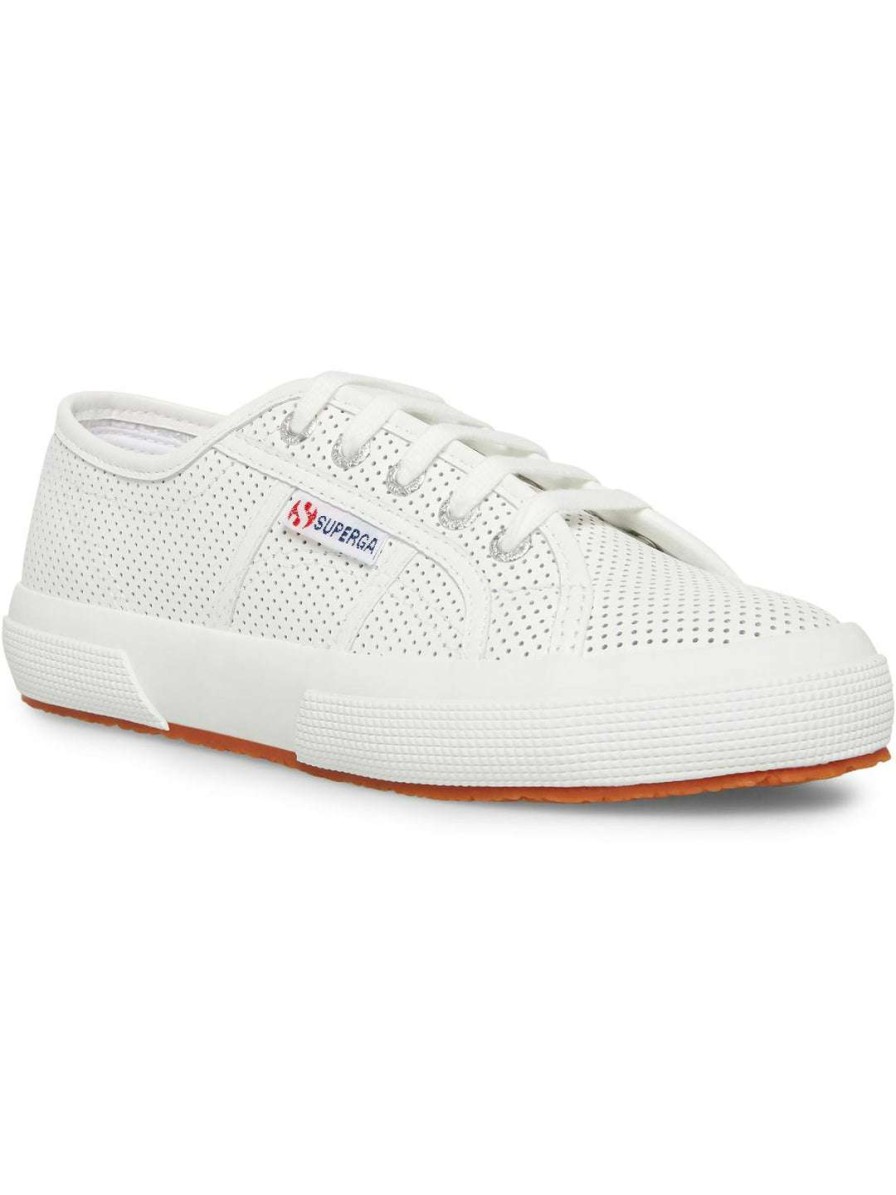 Shoes * | Superga 2750 Perforated Leather Womens Leather Lifestyle Casual And Fashion Sneakers White Perf