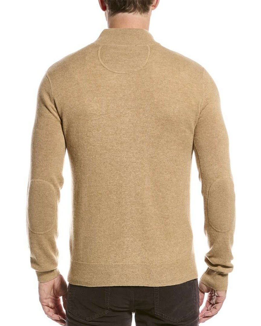 Clothing * | Raffi Zip Mock Neck Cashmere Sweater Men Brown