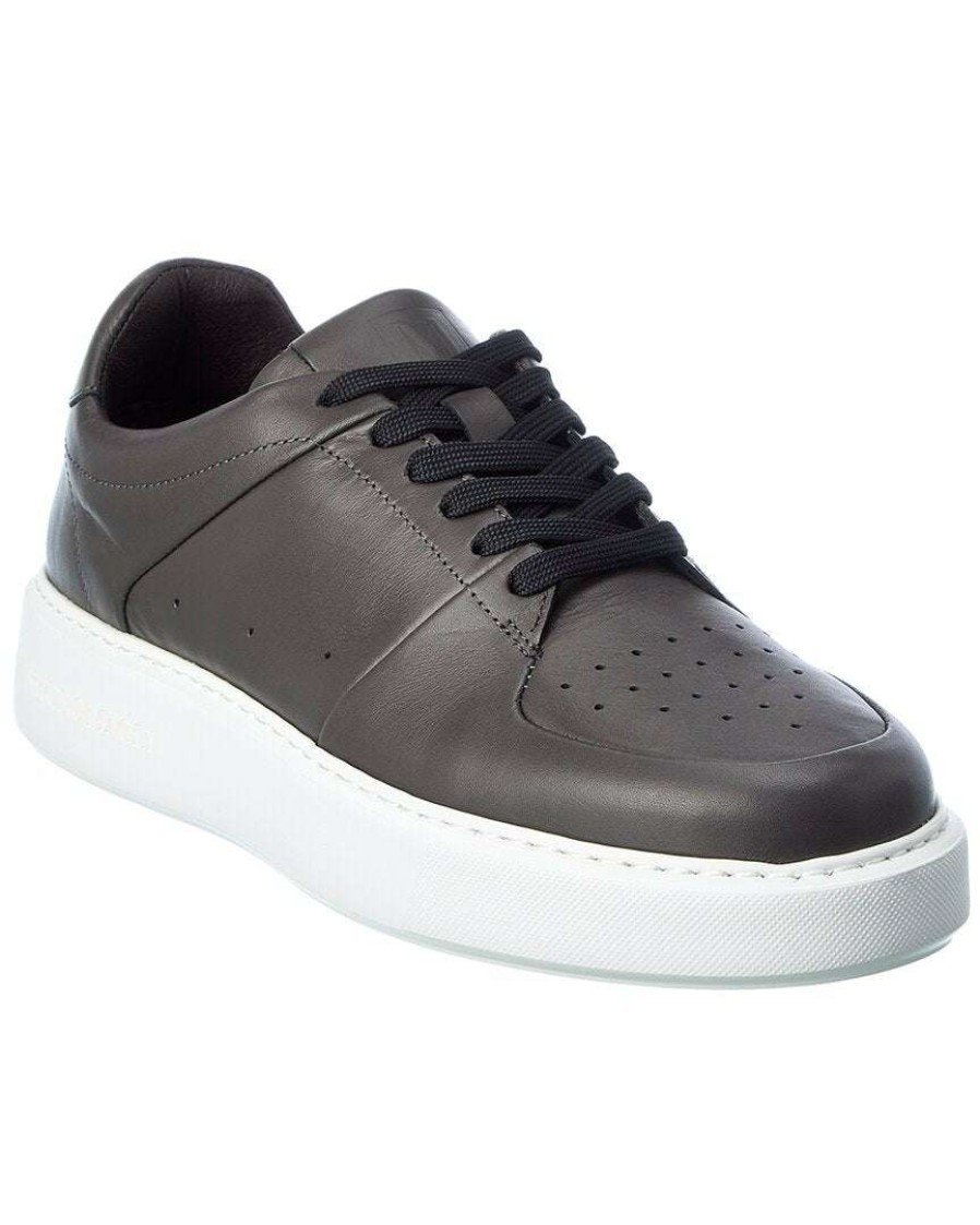 Shoes * | M By Bruno Magli Cesare Leather Sneaker Men Grey