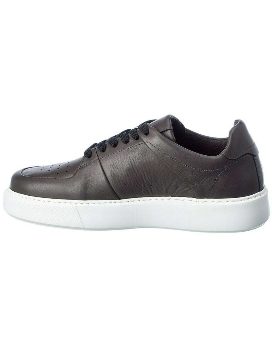 Shoes * | M By Bruno Magli Cesare Leather Sneaker Men Grey