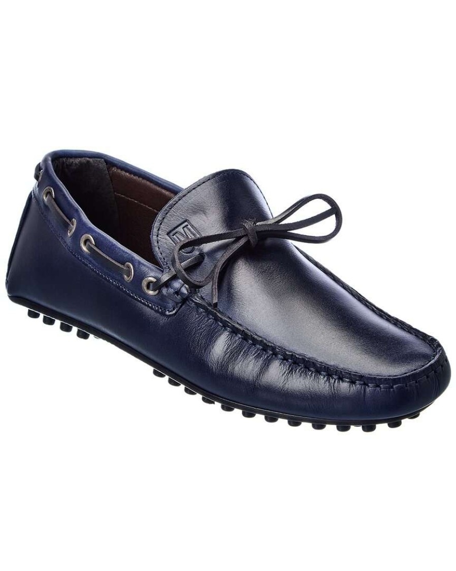 Shoes * | M By Bruno Magli Tino Leather Loafer Men Blue