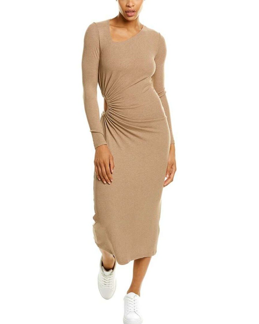 Clothing * | Lna Ami Rib Midi Dress Women Brown