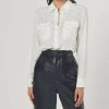 Clothing * | Equipment Slim Signature Silk Shirt In Women Natural White/True Black