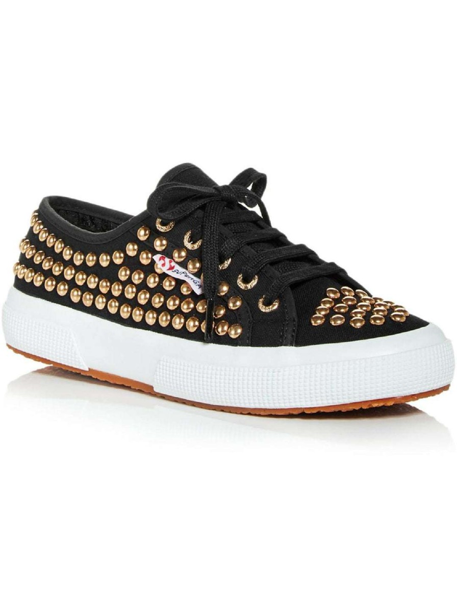 Shoes * | Superga 2750 Cotstuds1W Womens Canvas Studded Casual And Fashion Sneakers Black W/Stud