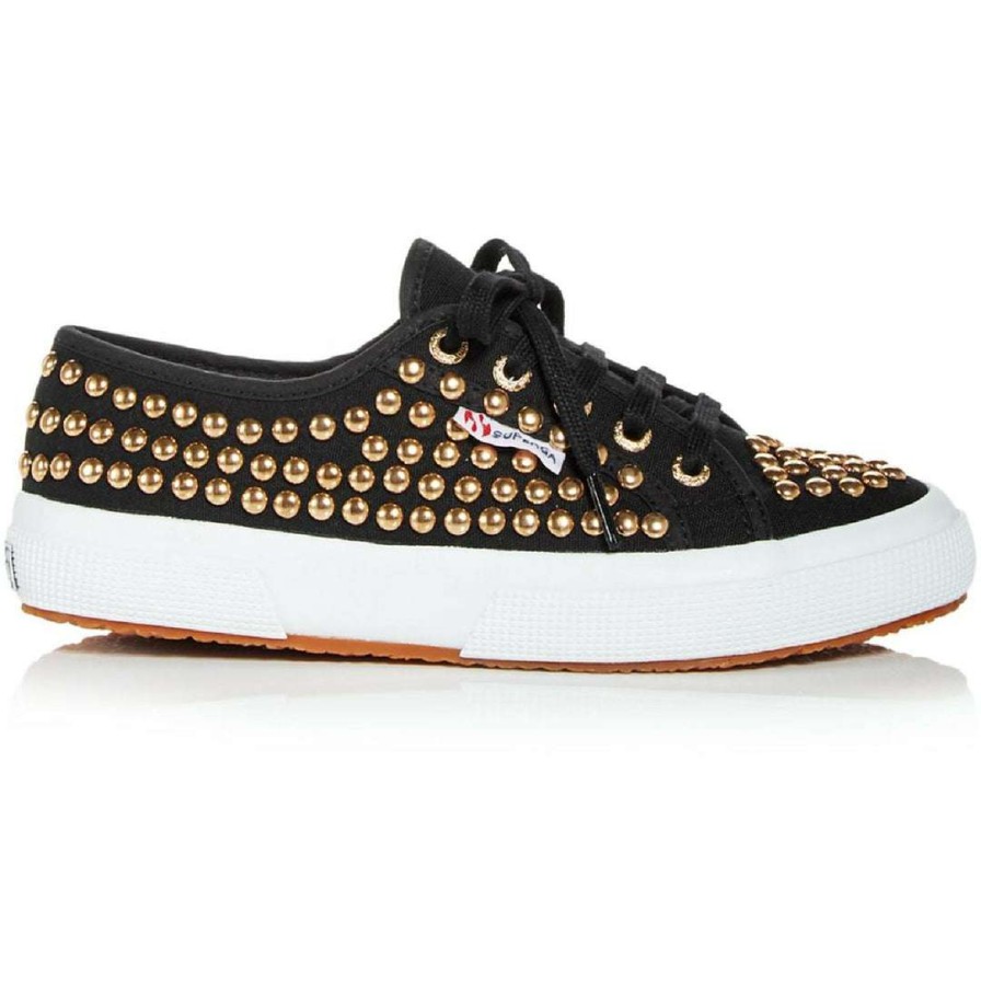 Shoes * | Superga 2750 Cotstuds1W Womens Canvas Studded Casual And Fashion Sneakers Black W/Stud