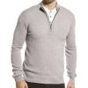 Clothing * | Raffi Zip Mock Neck Cashmere Sweater Men White