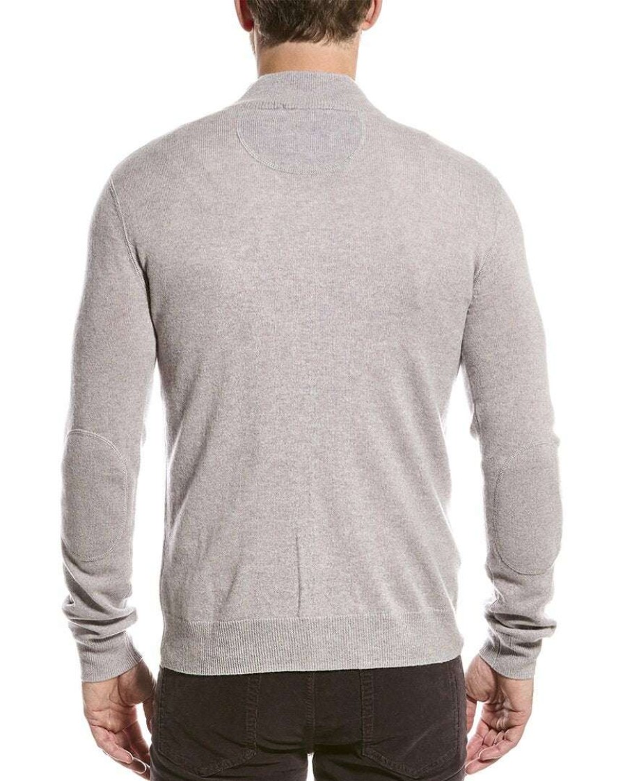 Clothing * | Raffi Zip Mock Neck Cashmere Sweater Men White