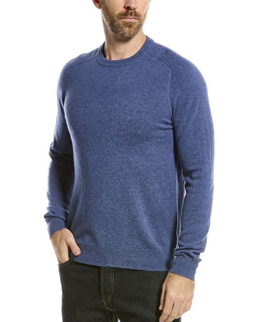 Clothing * | Raffi Crewneck Cashmere Sweater Men Blue