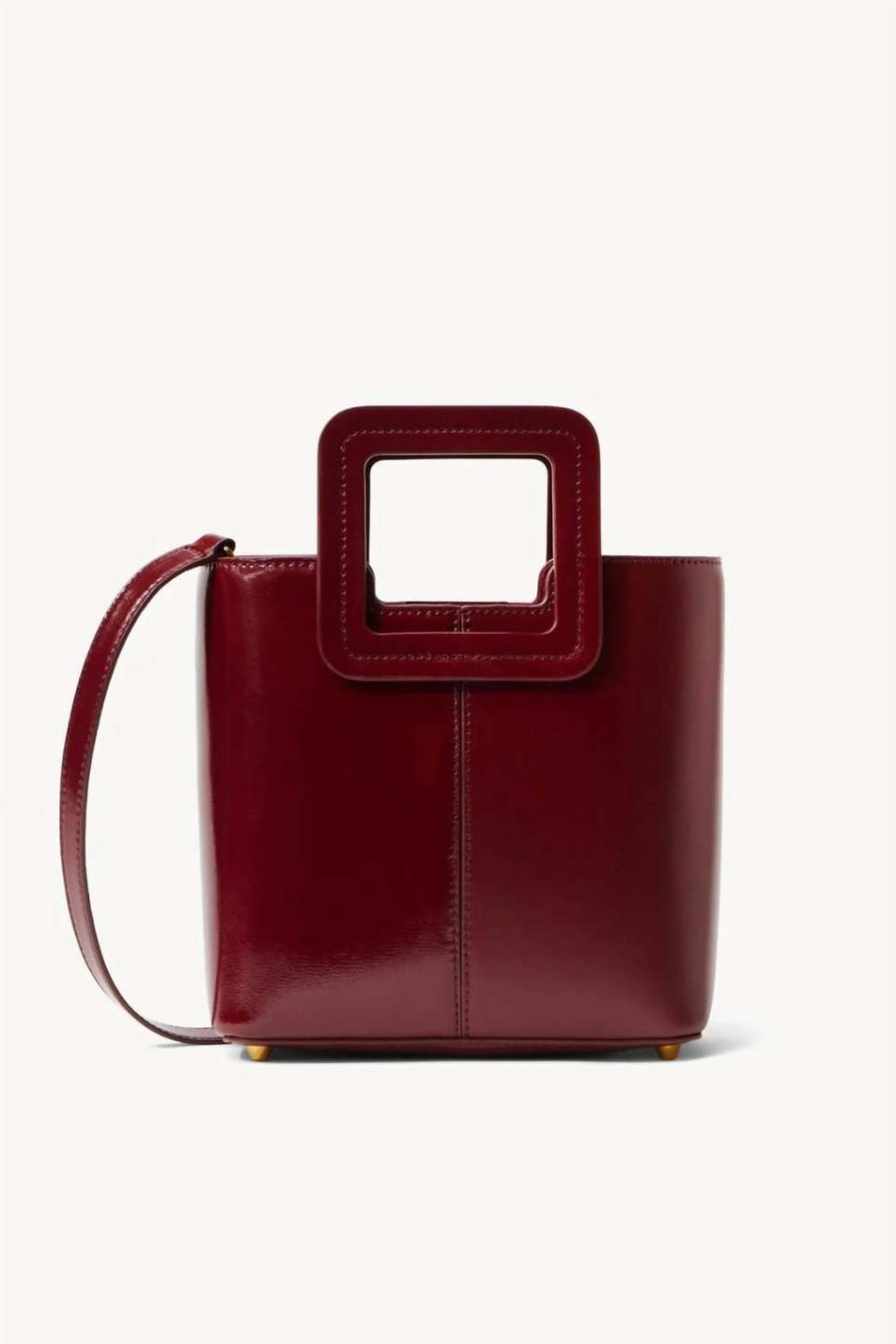 Handbags * | Staud Mini Shirley Split Leather Bag In Women Bordeaux