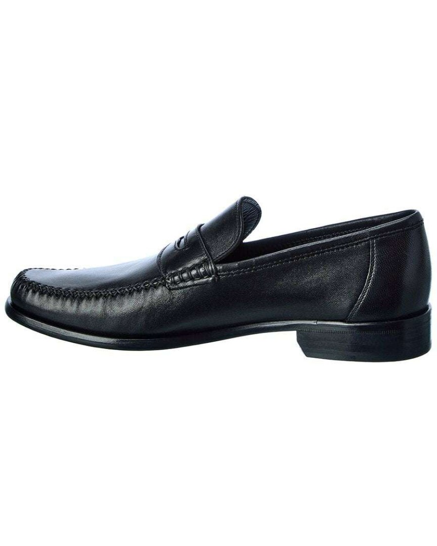 Shoes * | M By Bruno Magli Rho Leather Loafer Men Black