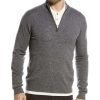 Clothing * | Raffi Zip Mock Neck Cashmere Sweater Men Grey