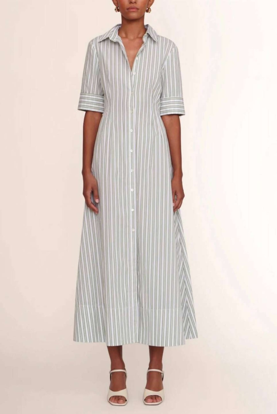 Clothing * | Staud Joan Maxi Dress In Women Moss Stripe