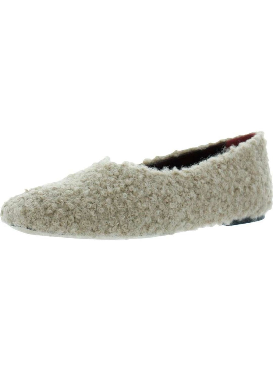 Shoes * | Staud Womens Faux Fur Slip On Ballet Flats Doe