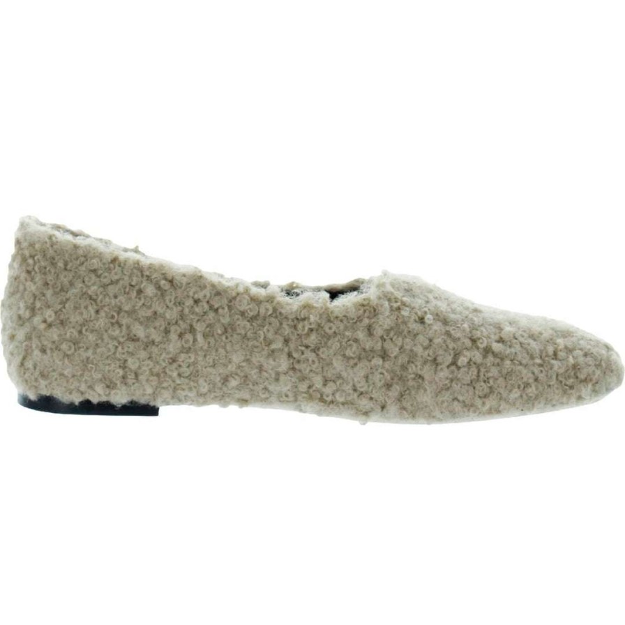 Shoes * | Staud Womens Faux Fur Slip On Ballet Flats Doe