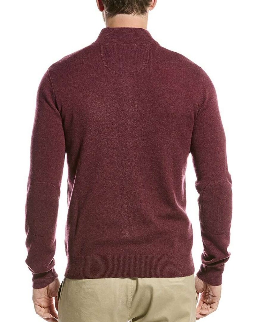 Clothing * | Raffi Zip Mock Neck Cashmere Sweater Men Red