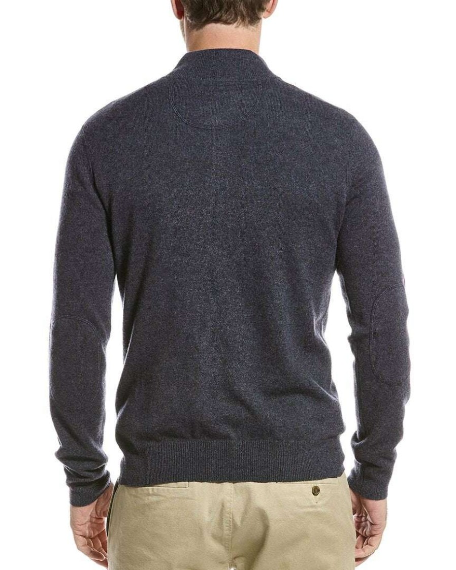 Clothing * | Raffi Zip Mock Neck Cashmere Sweater Men Grey