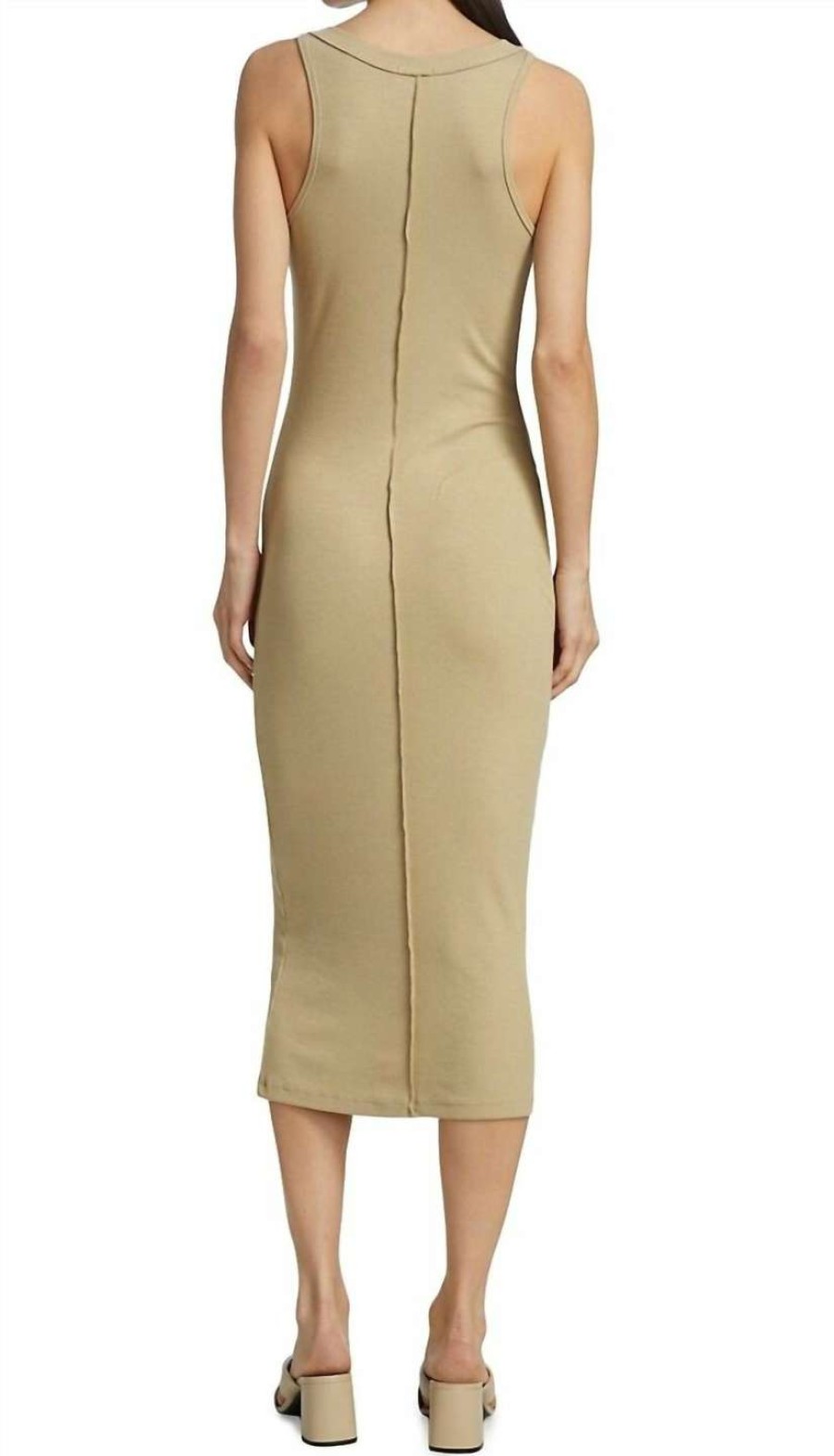 Clothing * | Lna Gaia Seamed Rib Dress In Women Pale Khaki