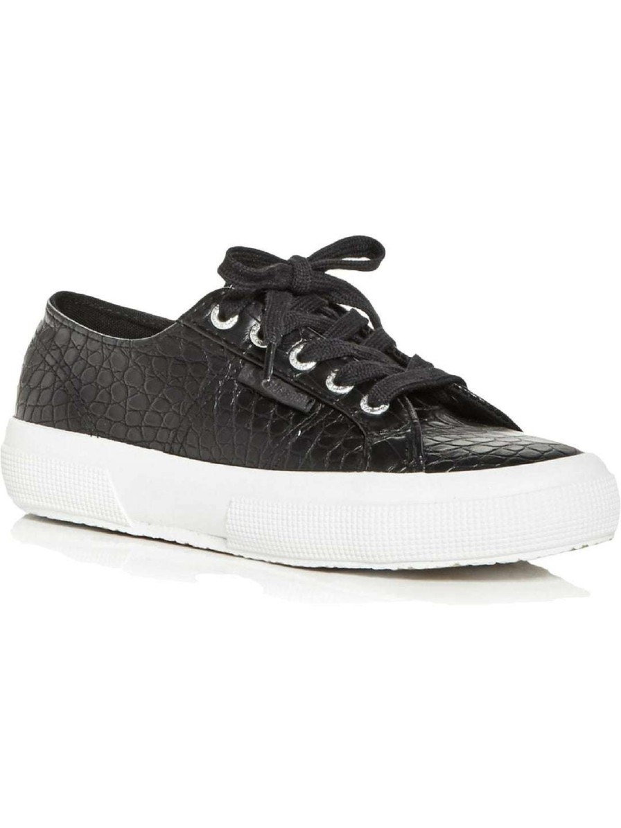 Shoes * | Superga 2750 Syntcrocodile Womens Lifestyle Lace Up Fashion Sneakers Black Crocodile