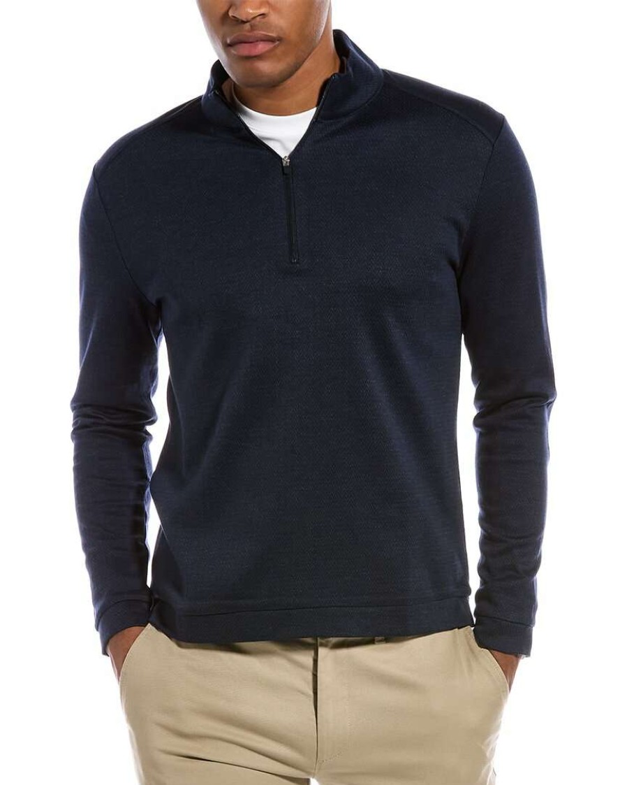 Clothing * | Raffi 1/2-Zip Mock Neck Shirt Men Blue