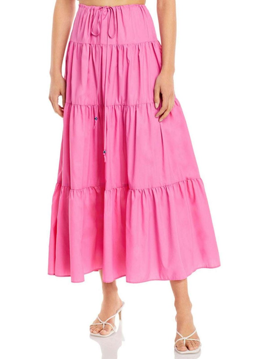 Clothing * | Staud Lucca Womens Tiered Long Maxi Skirt Wild Orchid