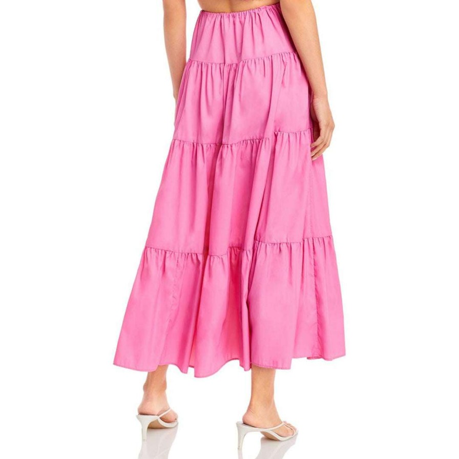 Clothing * | Staud Lucca Womens Tiered Long Maxi Skirt Wild Orchid