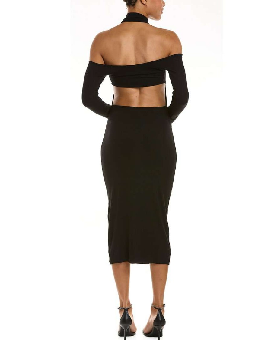 Clothing * | Lna Ark Rib Midi Dress Women Black