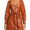 Clothing * | Staud Oz Womens Faux Leather Long Sleeves Mini Dress WhisBest