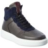 Shoes * | M By Bruno Magli Cesare Leather & Suede High-Top Sneaker Men Blue