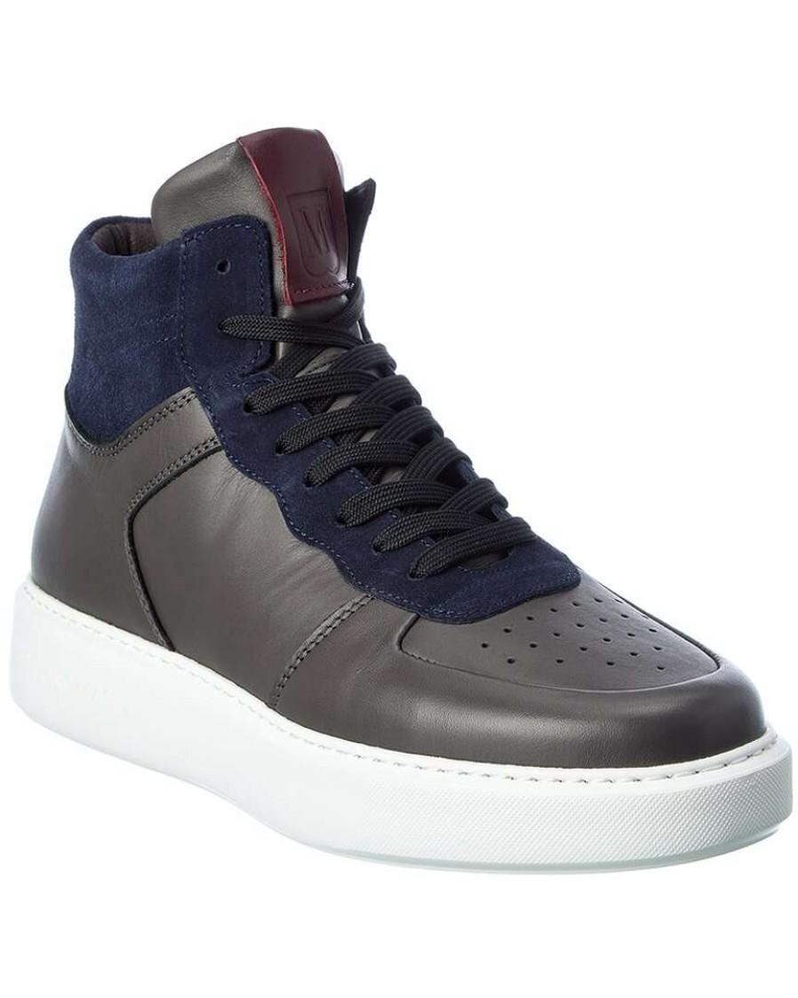 Shoes * | M By Bruno Magli Cesare Leather & Suede High-Top Sneaker Men Blue