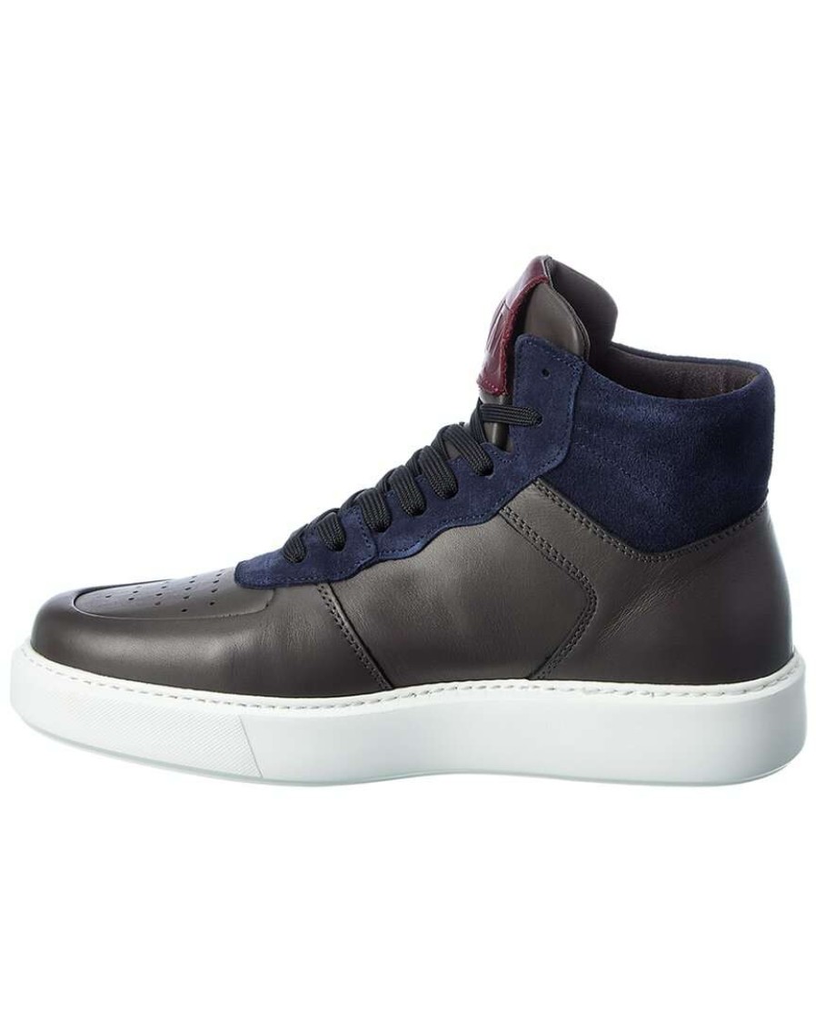 Shoes * | M By Bruno Magli Cesare Leather & Suede High-Top Sneaker Men Blue