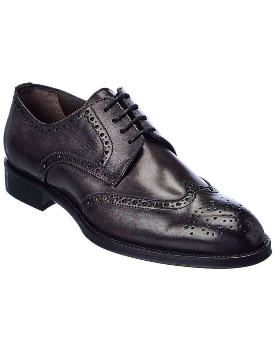 Shoes * | M By Bruno Magli Costa Leather Oxford Men Grey