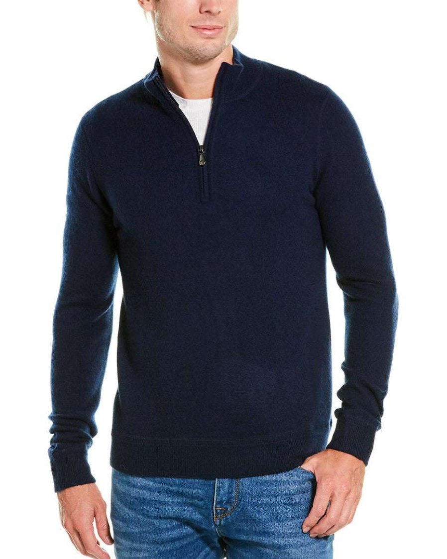 Clothing * | Raffi Zip Mock Neck Cashmere Sweater Men