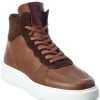 Shoes * | M By Bruno Magli Cesare Leather & Suede High-Top Sneaker Men Brown