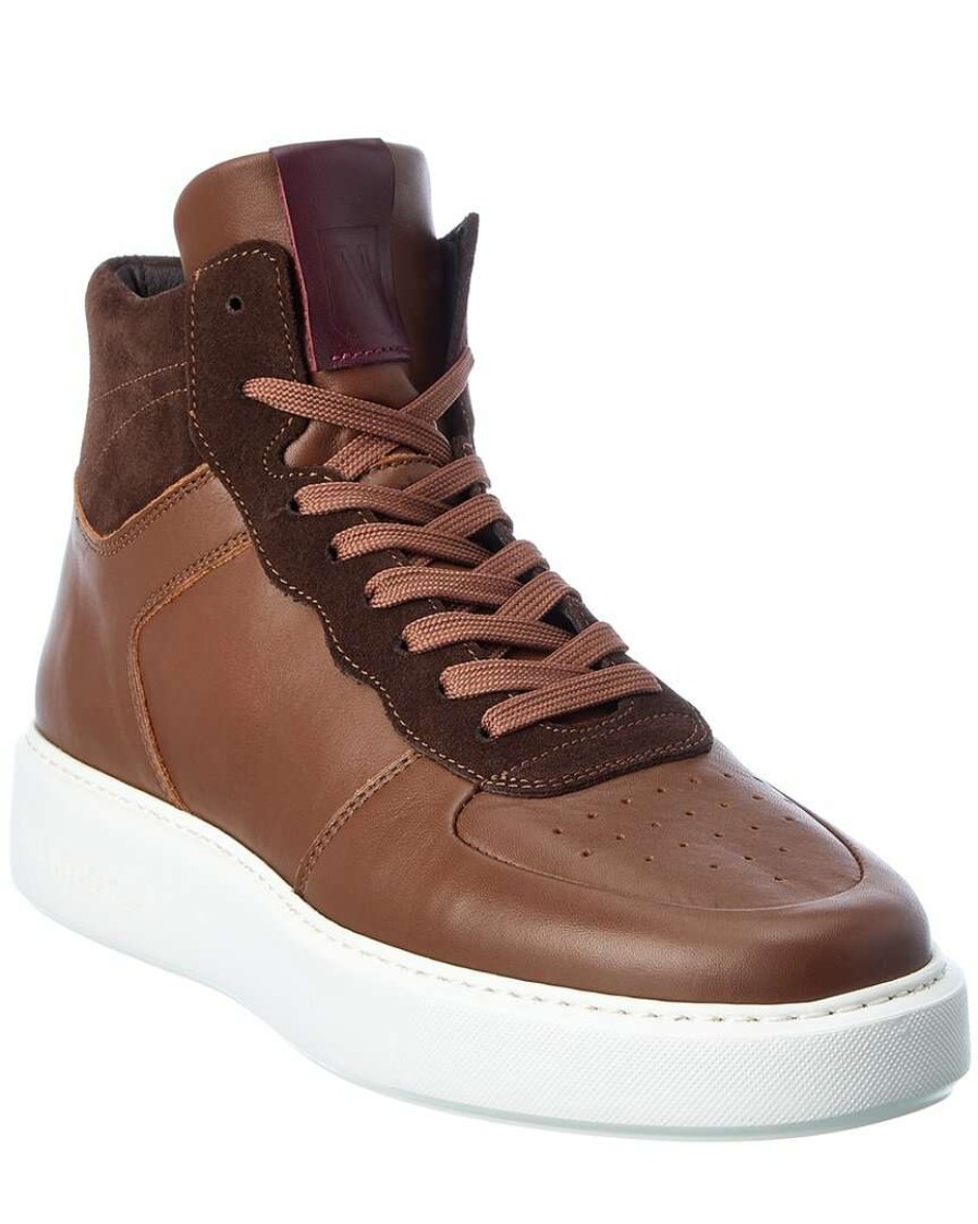 Shoes * | M By Bruno Magli Cesare Leather & Suede High-Top Sneaker Men Brown