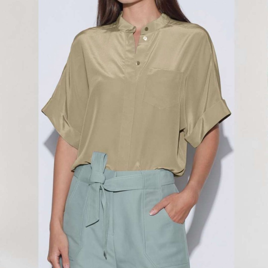 Clothing * | Equipment Alvia Silk Shirt In Women Covert Green