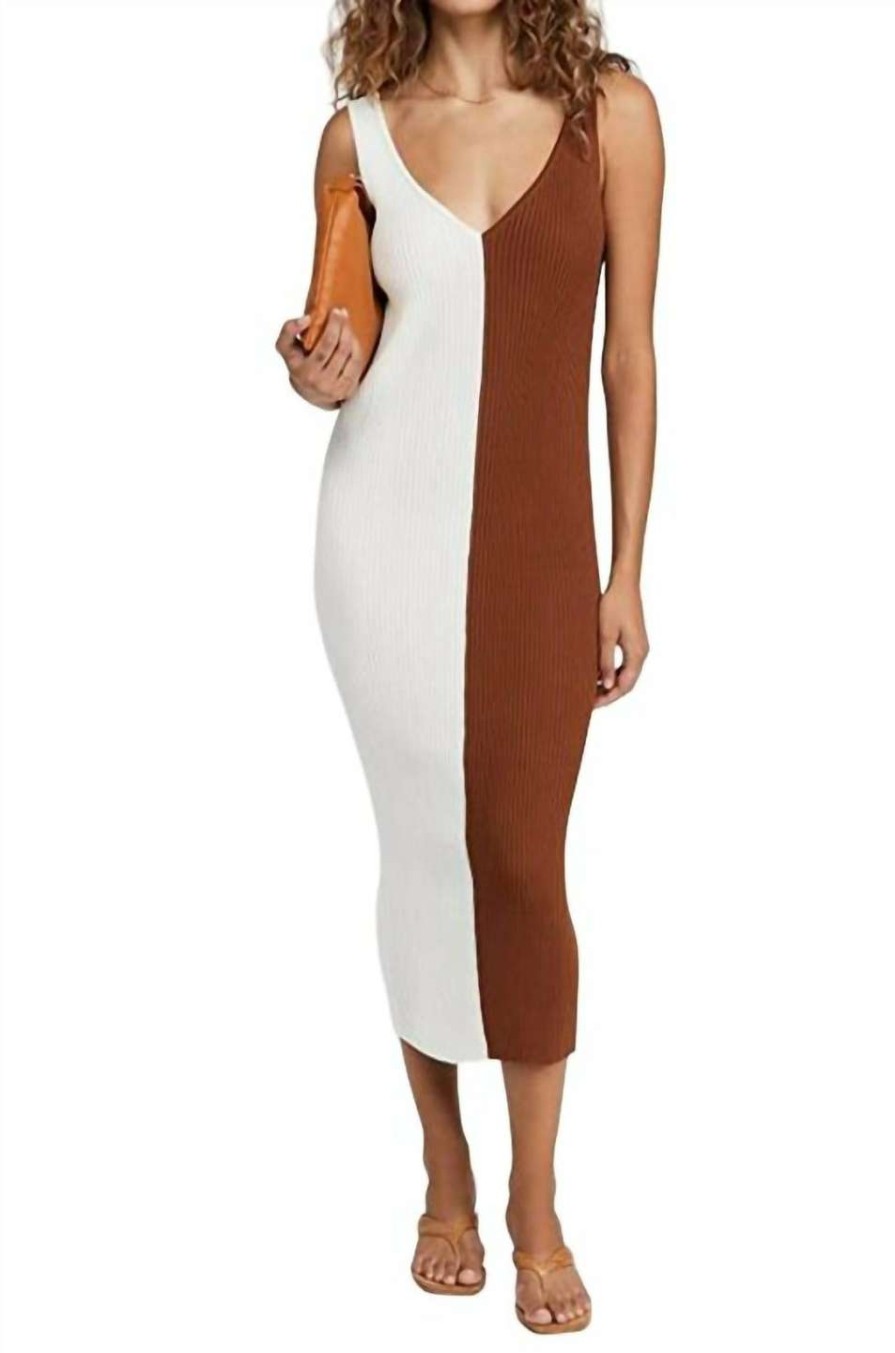 Clothing * | Staud Dana Dress In Women Tan/White