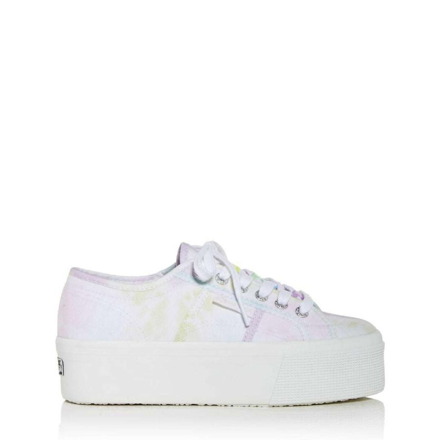 Shoes * | Superga 2790 Tie Dye Beads Womens Tie-Dye Flatform Casual And Fashion Sneakers Purple/Lime Tie Dye