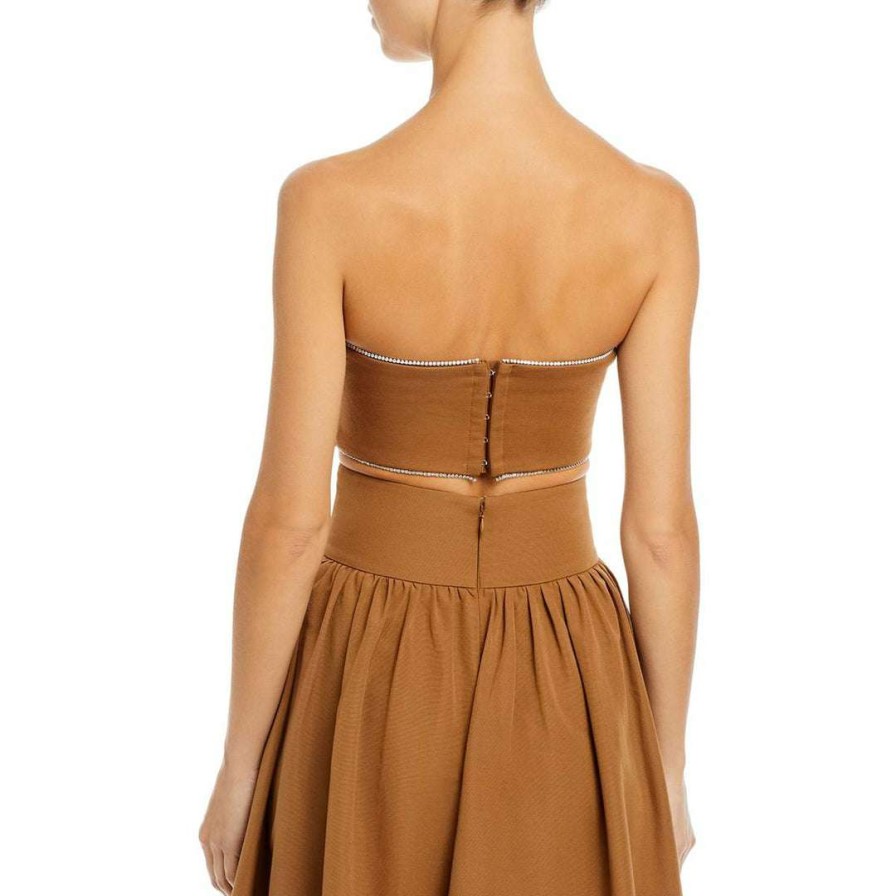 Clothing * | Staud Lilies Womens Tube Embellished Strapless Top Mocha