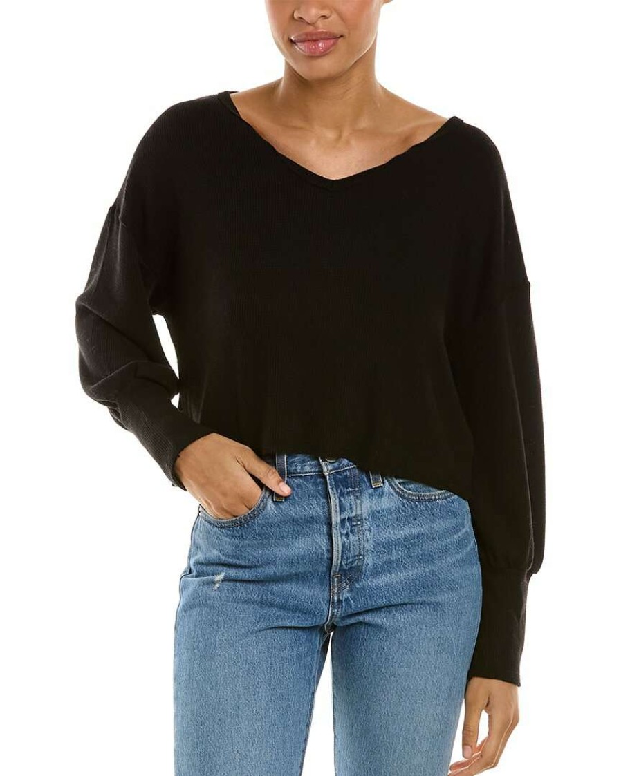 Clothing * | Lna Salma Waffle Top Women Black