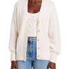 Clothing * | Staud Blake Womens Open Stitch V Neck Cardigan Sweater Ivory